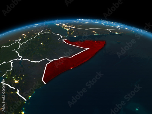 Somalia on Earth at night