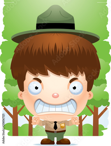 Angry Cartoon Boy Park Ranger