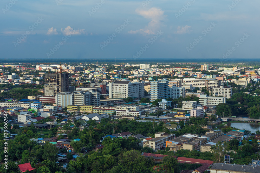 Aerial view of Nakhon Ratchasima city or Korat, Thailand