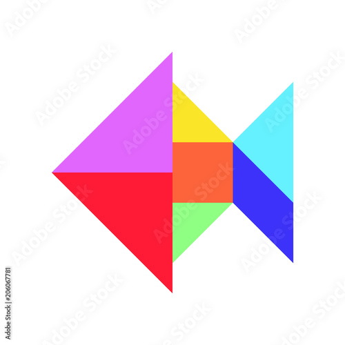 color tangram in fish shape on white background (Vector)