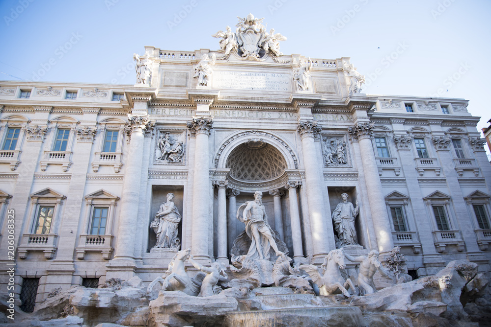 The Trevi Fountain (Italian: Fontana di Trevi) is a fountain in the Trevi district in Rome, Italy, designed by Italian architect Nicola Salvi and completed by Giuseppe Pannini, in 1762. The Trevi Fountain (Italian: Fontana di Trevi) is a fountain in the Trevi district in Rome, Italy, designed by Italian architect Nicola Salvi and completed by Giuseppe Pannini, in 1762.