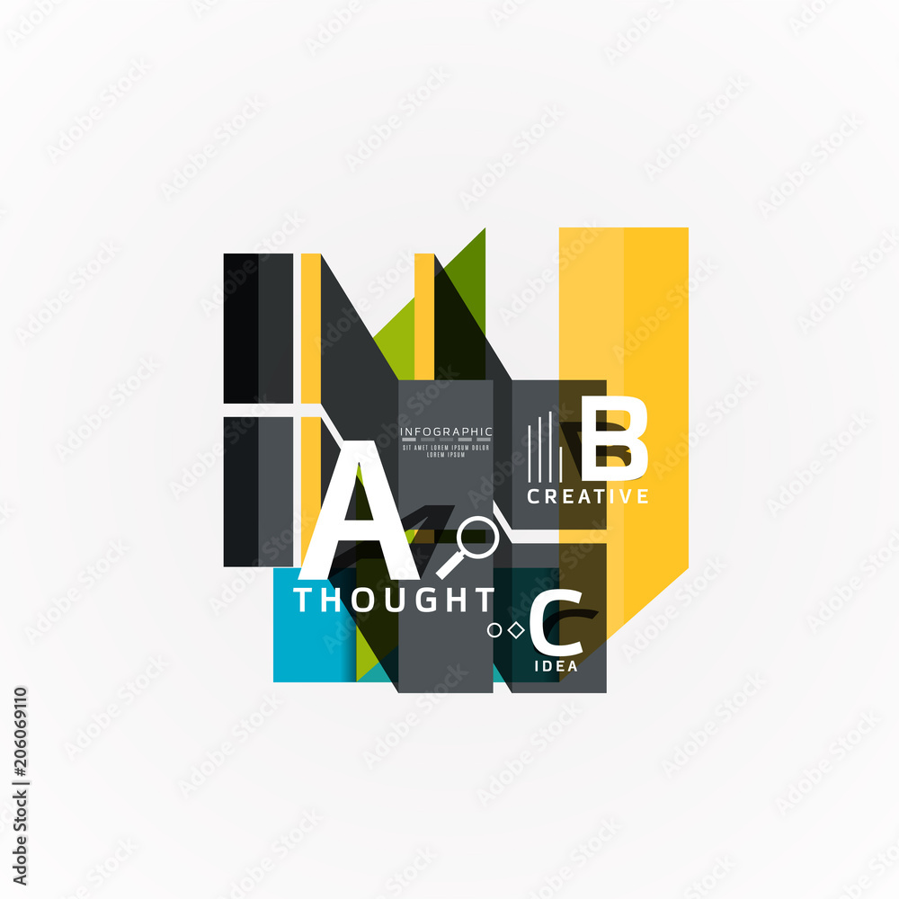 Abstract geometric option infographic banners, a b c steps process Abstract geometric option infographic banners, a b c steps process