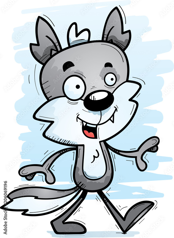 Cartoon Male Wolf Walking Cartoon Male Wolf Walking