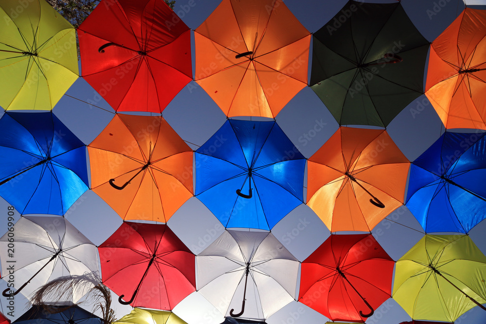 Umbrellas in old city, Nicosia, Cyprus