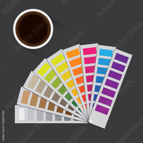 Pantone Illustration With a gray background and a coffee cup.