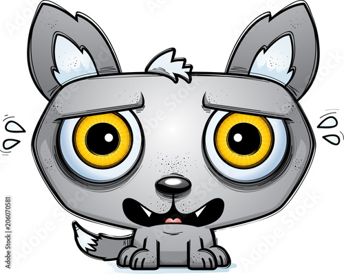 Terrified Little Cartoon Wolf