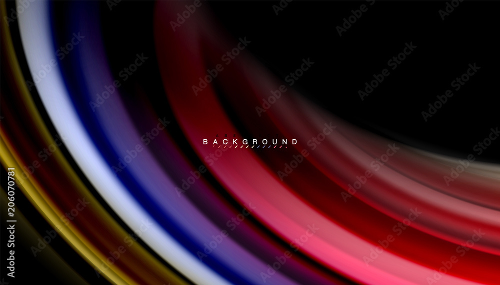 Abstract wave lines fluid rainbow style color stripes on black background Abstract wave lines fluid rainbow style color stripes on black background