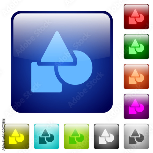 Basic geometric shapes color square buttons