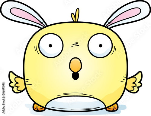 Surprised Cartoon Easter Bunny Chick