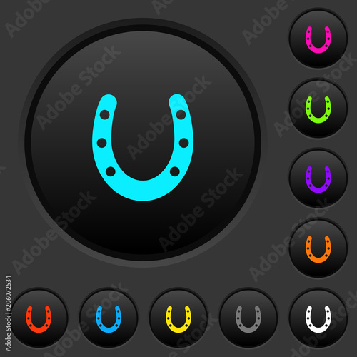 Horseshoe dark push buttons with color icons