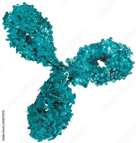 monoclonal antibody blue green 3d rendering isolated on white background photo