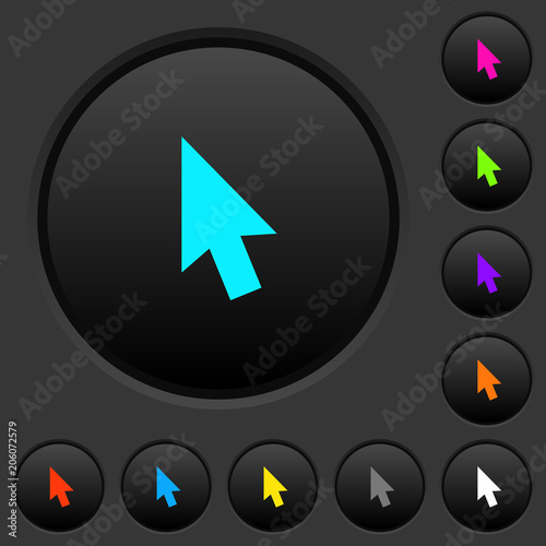 Mouse cursor dark push buttons with color icons photo