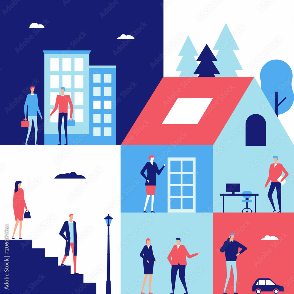 Business center - flat design style illustration