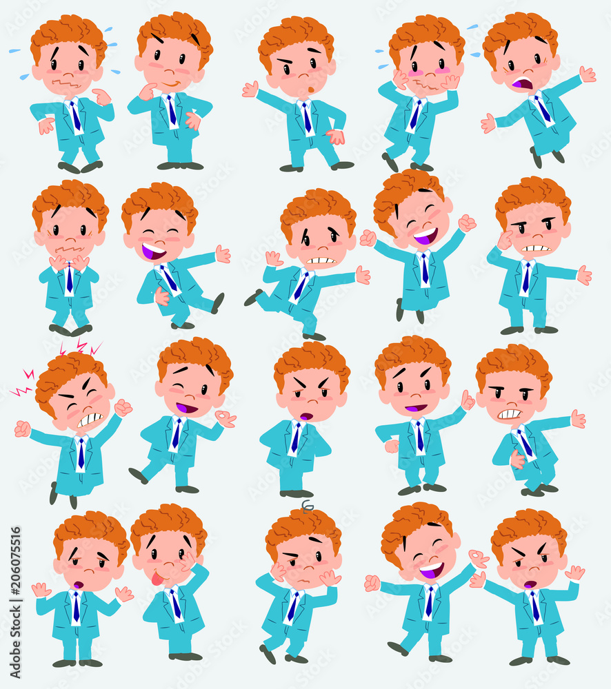 Cartoon character businessman. Set with different postures, attitudes and poses, doing different activities in isolated vector illustrations. Cartoon character businessman. Set with different postures, attitudes and poses, doing different activities in isolated vector illustrations.