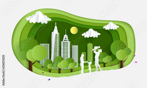 environmentally friendly city. design paper art and crafts