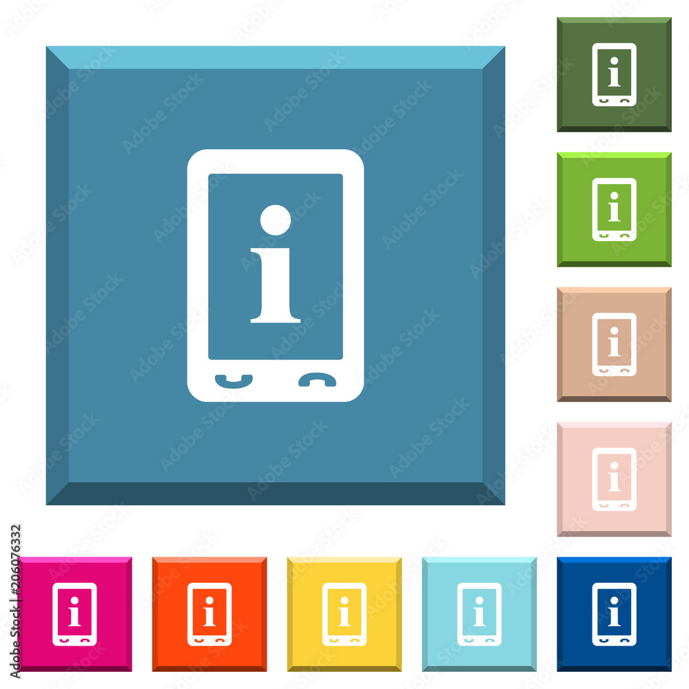 Mobile information white icons on edged square buttons Mobile information white icons on edged square buttons