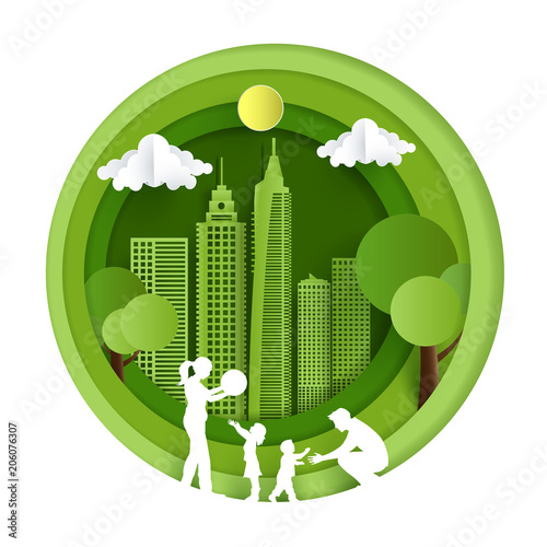 environmentally friendly city. design paper art and crafts