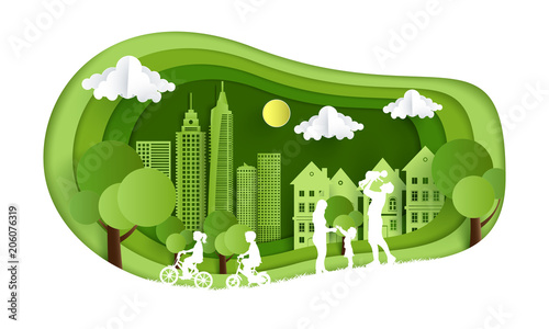 environmentally friendly city. design paper art and crafts