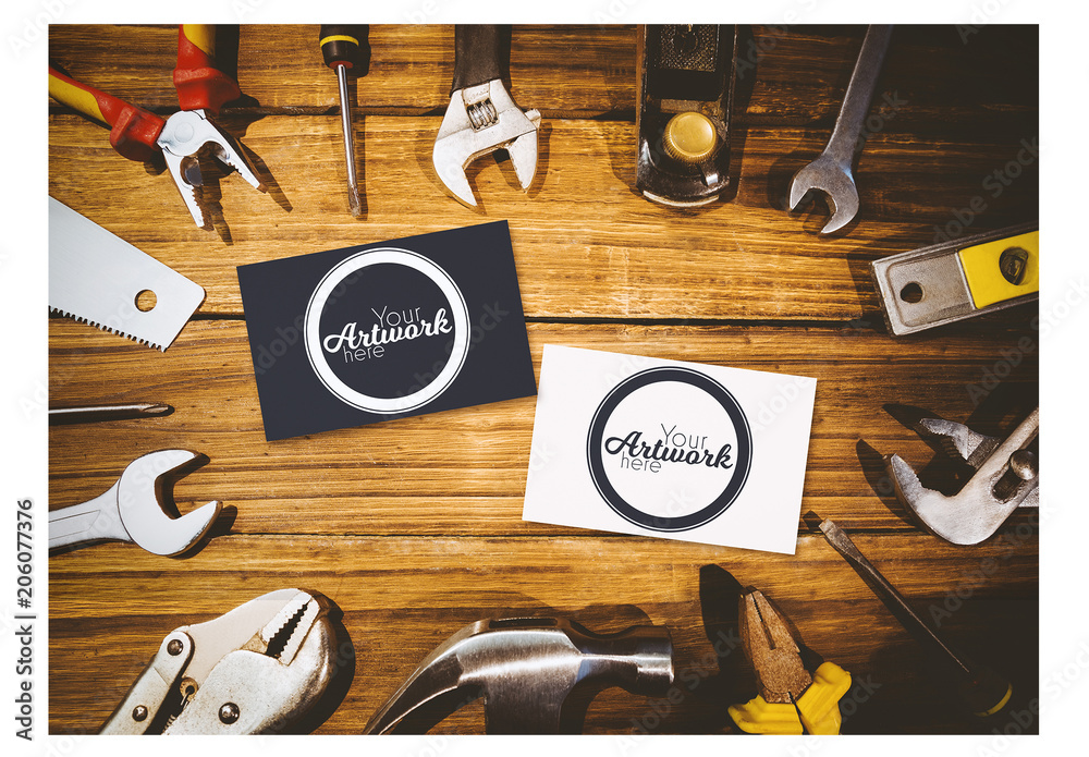 Workshop Business Card Mockup Layout Stock Template | Adobe Stock