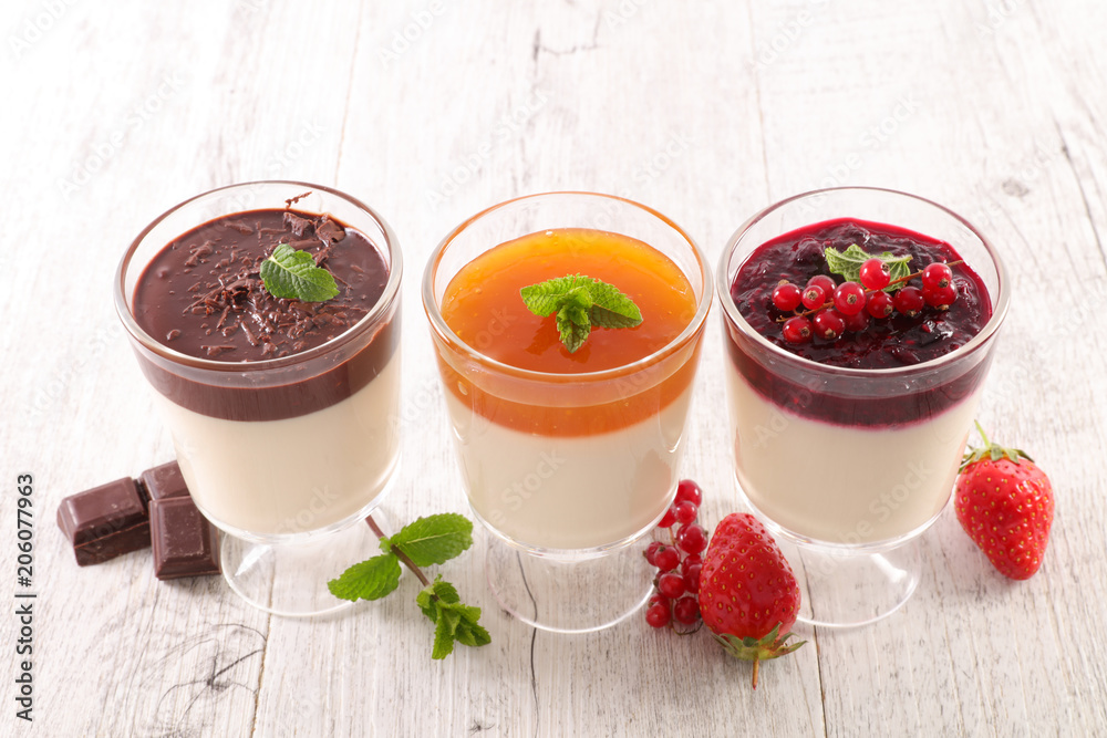 panna cotta with fruit or chocolate panna cotta with fruit or chocolate