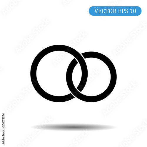 Vector black wedding rings icon on white background. eps 10
