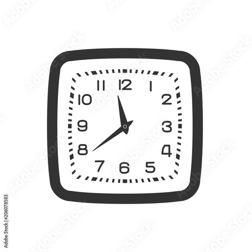 Black and white wall clock isolated on white background