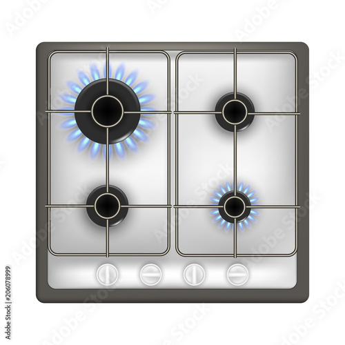 Realistic Detailed 3d Gas Stove. Vector