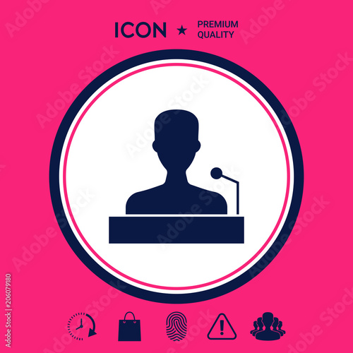 Speaker, orator speaking from tribune icon