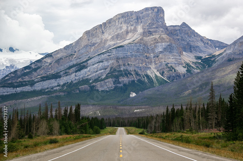 Mountain Meets Road in Banff National Park, Alberta, Canada
