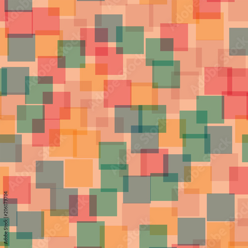 Abstract squares pattern. Pink geometric background. Fascinating random squares. Geometric chaotic decor. Vector illustration.