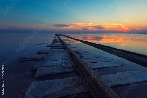 Fototapeta Naklejka Na Ścianę i Meble -  Beauty sunset on salty lake in Altay, Siberia, Russia