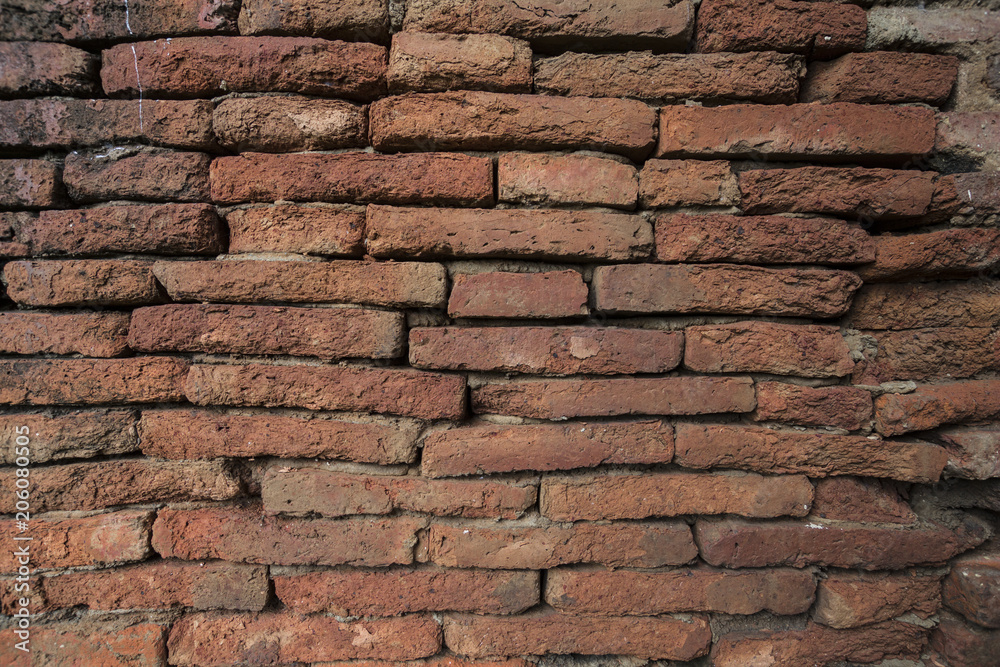 Red old brick wall in the archaeological site. Red old brick wall in the archaeological site.