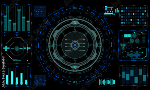 Fototapeta Naklejka Na Ścianę i Meble -  HUD Futuristic Element User Interface Navigation Compass System Concept Vector Background