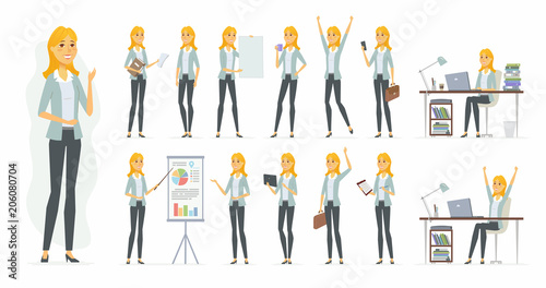 Pretty businesswoman - vector cartoon people character set