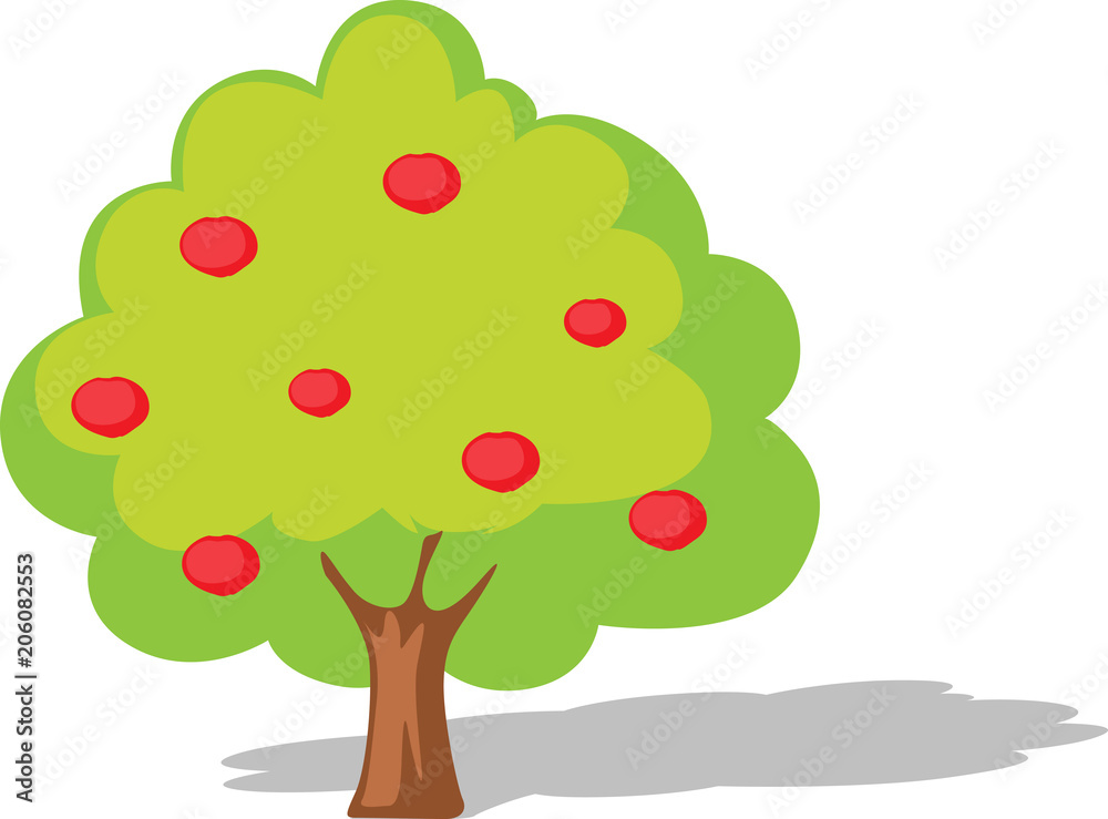 Apple tree flat design illustration isolated on white