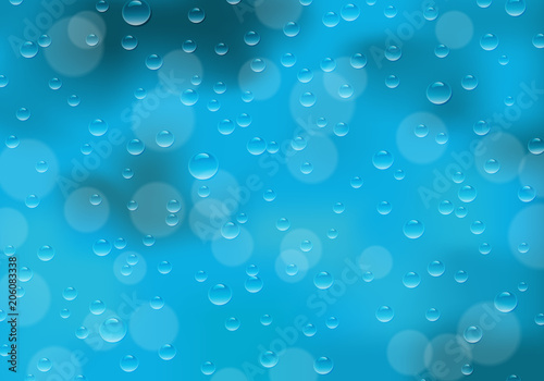 Vector illustration of blue glass with transparent drops of water