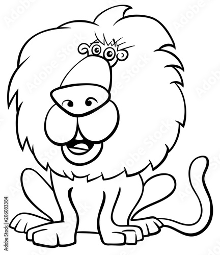 Fototapeta Naklejka Na Ścianę i Meble -  funny lion animal character cartoon color book