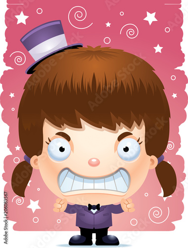 Angry Cartoon Girl Magician