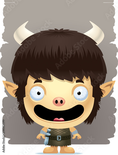 Cartoon Boy Ogre Smiling