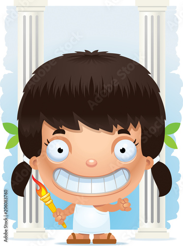 Cartoon Girl Olympian Smiling