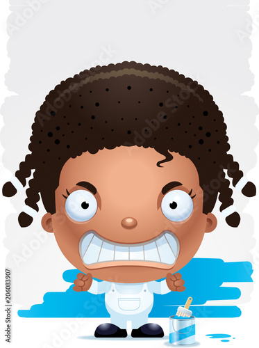 Angry Cartoon Girl Painter