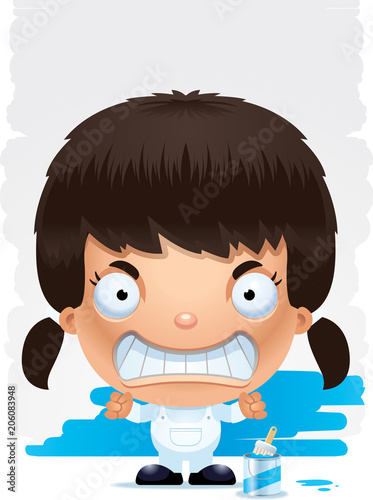 Angry Cartoon Girl Painter