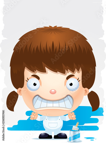 Angry Cartoon Girl Painter