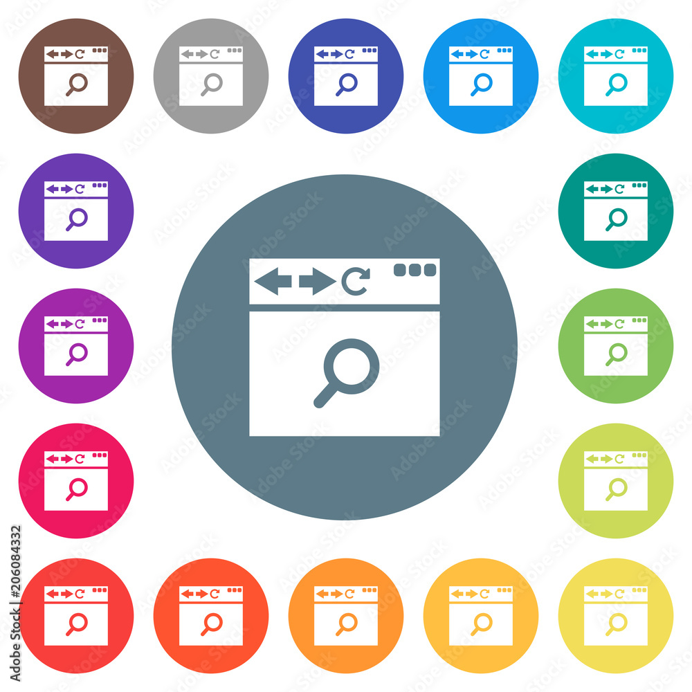 Browser search flat white icons on round color backgrounds Browser search flat white icons on round color backgrounds