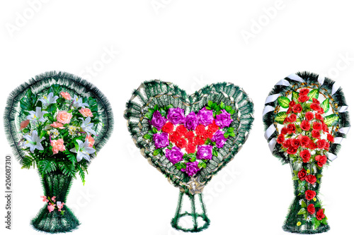 Wallpaper Mural Colorful flower arrangement wreath for funerals isolated Torontodigital.ca