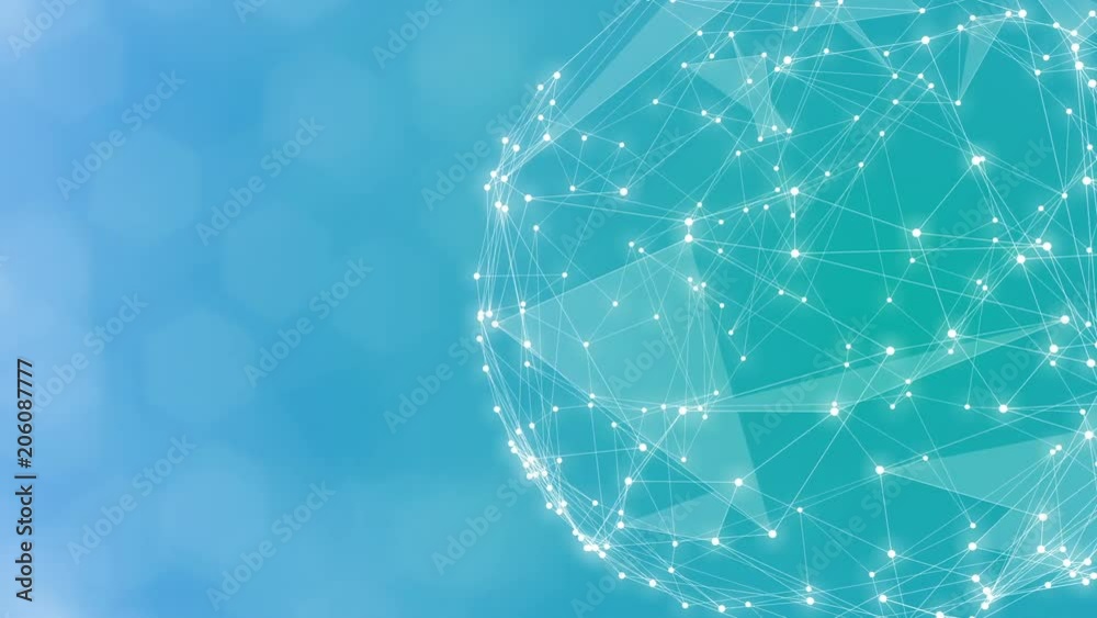 Abstract polygonal blue wireframe globe sphere network background - connectivity or networking concept