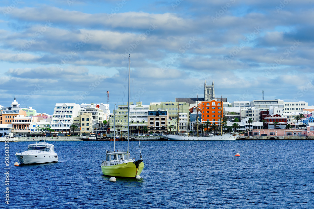 View across the harbor at the city of Hamilton, Bermuda.
