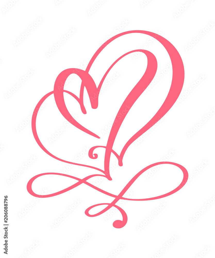 Heart love sign forever for Happy Valentines Day. Infinity Romantic symbol linked, join, passion and wedding. Template for t shirt, card, poster. Design flat element. Vector illustration