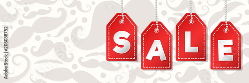 Colurful label for Father's Day Sale and Barber Shop Sale. Vector.