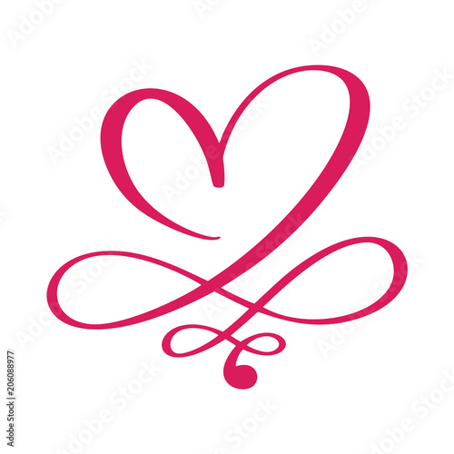 Heart love sign forever for Happy Valentines Day. Infinity Romantic symbol linked, join, passion and wedding. Template for t shirt, card, poster. Design flat element. Vector illustration